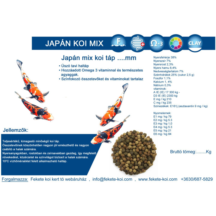Japán mix koi táp 3 mm ( 15 kg )