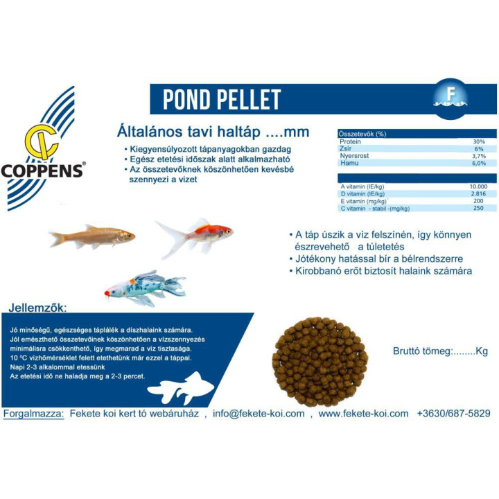 Coppens Pond Pellet általános tavi haltáp 3 mm ( 1 kg )