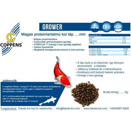 Coppens Grower magas proteintartalmú koi táp 8 mm ( 1 kg )