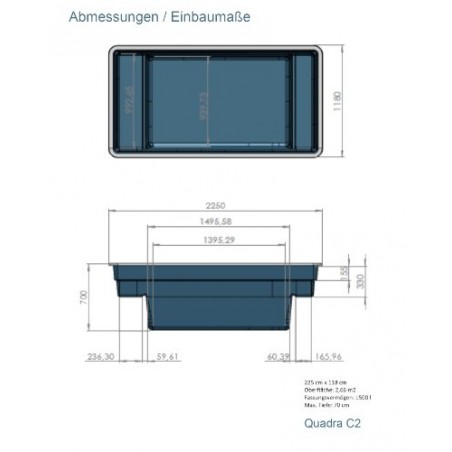 Quadra C2 1500 literes műanyag tómeder