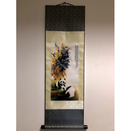 Vászontekercses Kettő Pandás kép 90x30cm