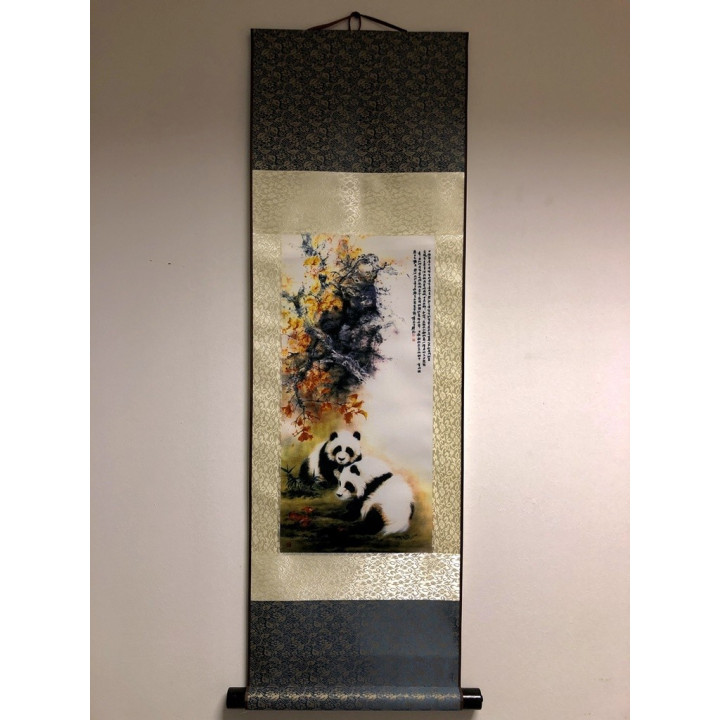 Vászontekercses Kettő Pandás kép 90x30cm