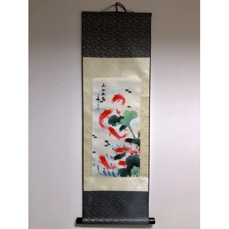 Vászontekercses Lotus és halak kép 90x30cm