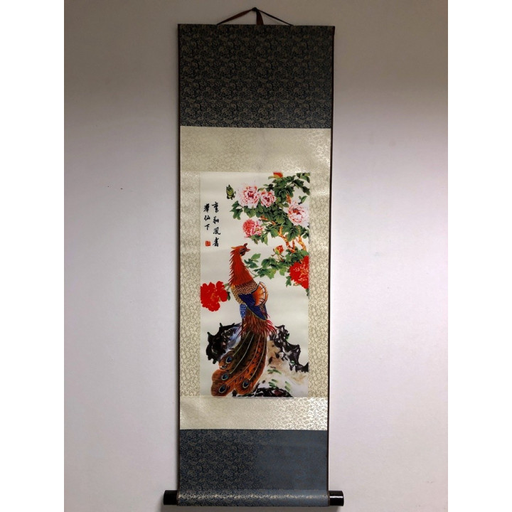 Vászontekercses Pávás kép 90x30cm