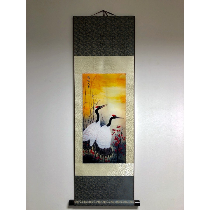 Vászontekercses Daru madaras kép 90x30cm