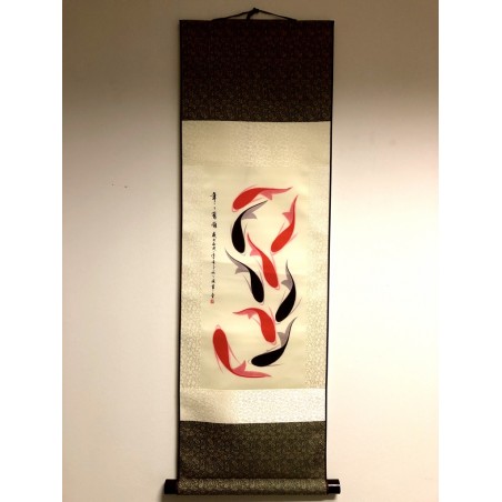 Vászontekercses Sok piros halas kép 90x30cm