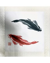 Fali vászonkép fekete/piros halas 45x45cm