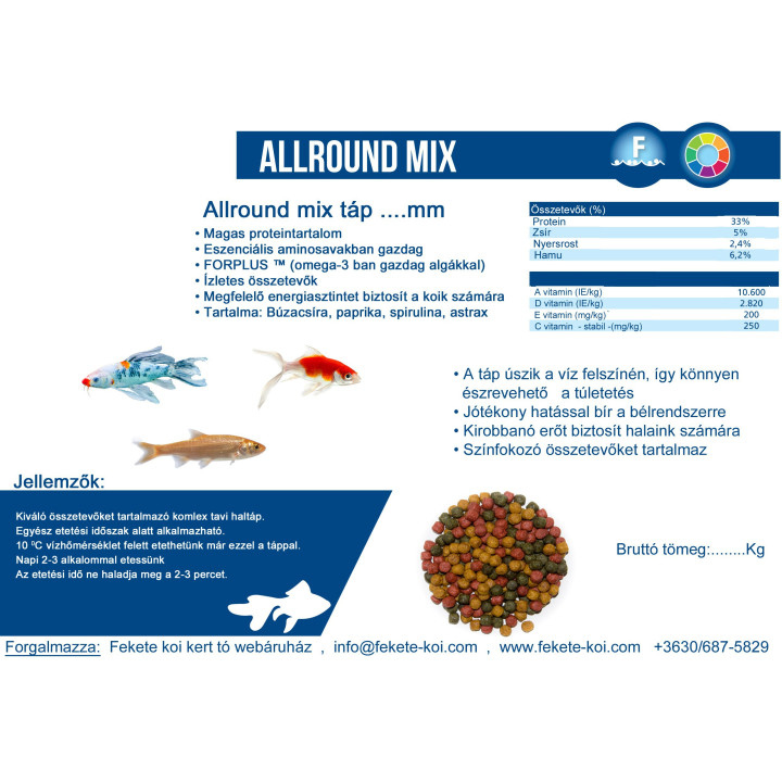 Allround mix lebegő haltáp 3 mm  ( 2 kg )
