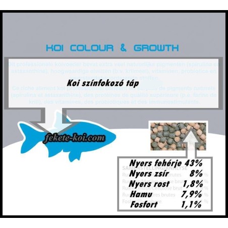 Színfokozós koi haltáp 3 mm ( 8000 ml / 3400 g )