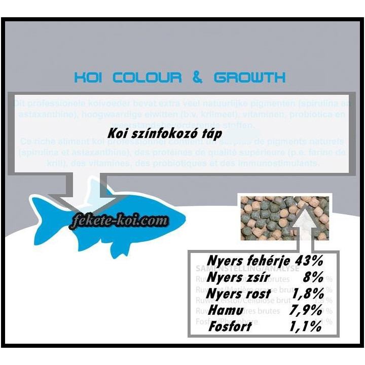 Színfokozós koi haltáp 3 mm ( 8000 ml / 3400 g )