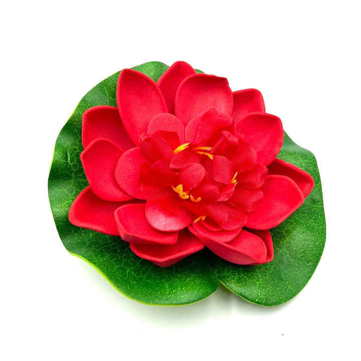 Élethű tavirózsa virág piros színű úszó 11 cm