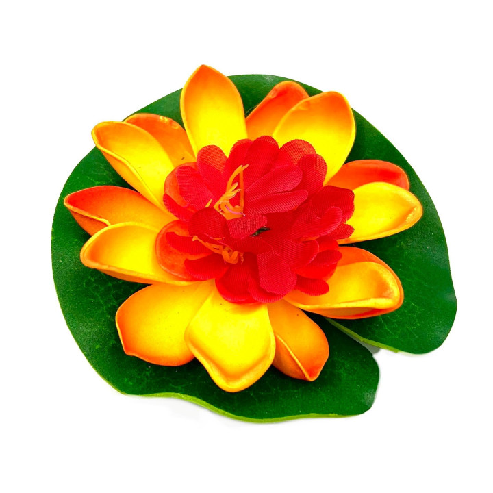 Élethű tavirózsa virág narancssárga színű úszó 11 cm