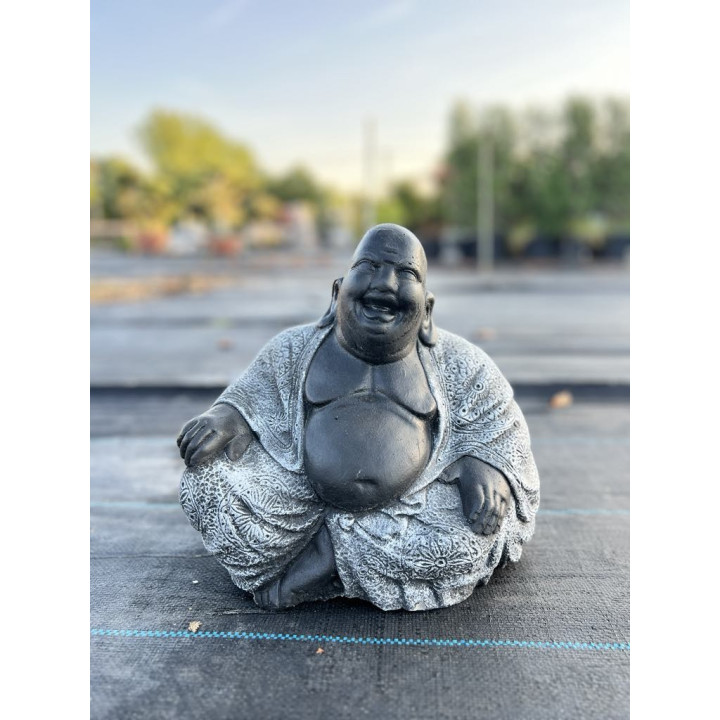 Boldog ülő Buddha (fekete/szürke) 27cm