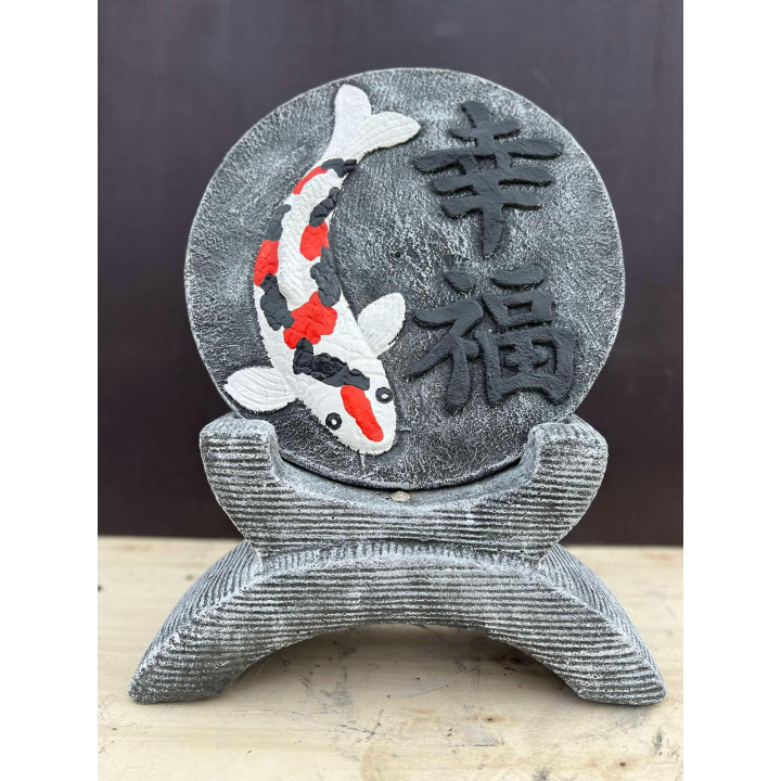 Koi szobor kerek (színes)