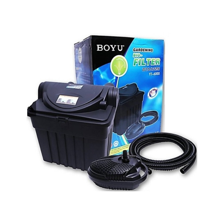 Boyu YT-6000 kerti tó átfolyós gravitációs szűrő szett 9W UVC lámpával