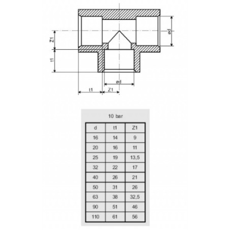 PVC ragasztható T idom DN32