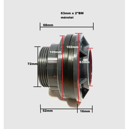 PVC tartály szerelvény 63mm x 2" BM