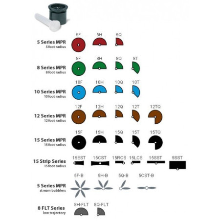 Rain Bird MPR 15TQ fix fúvóka (4.6m, 270 fokos, fekete)