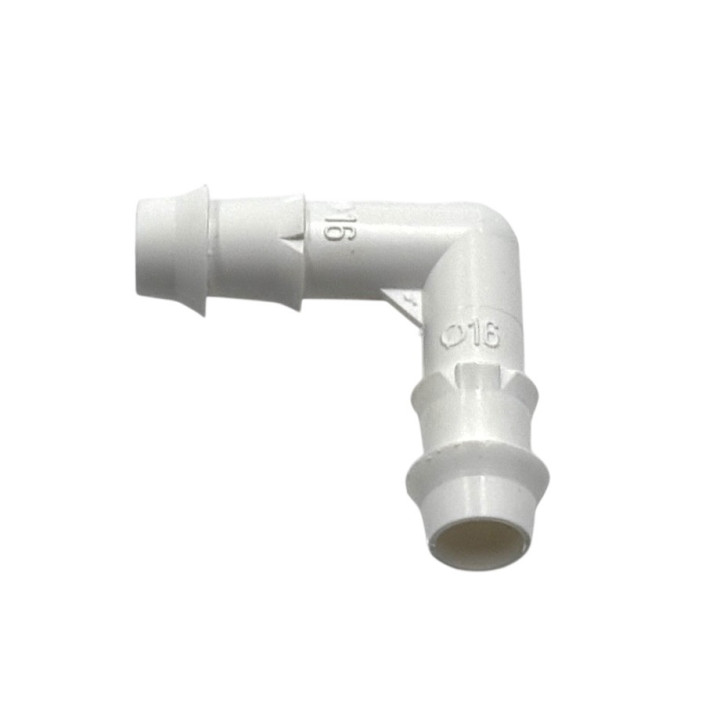 Bordás 16mm könyök idom (fehér)