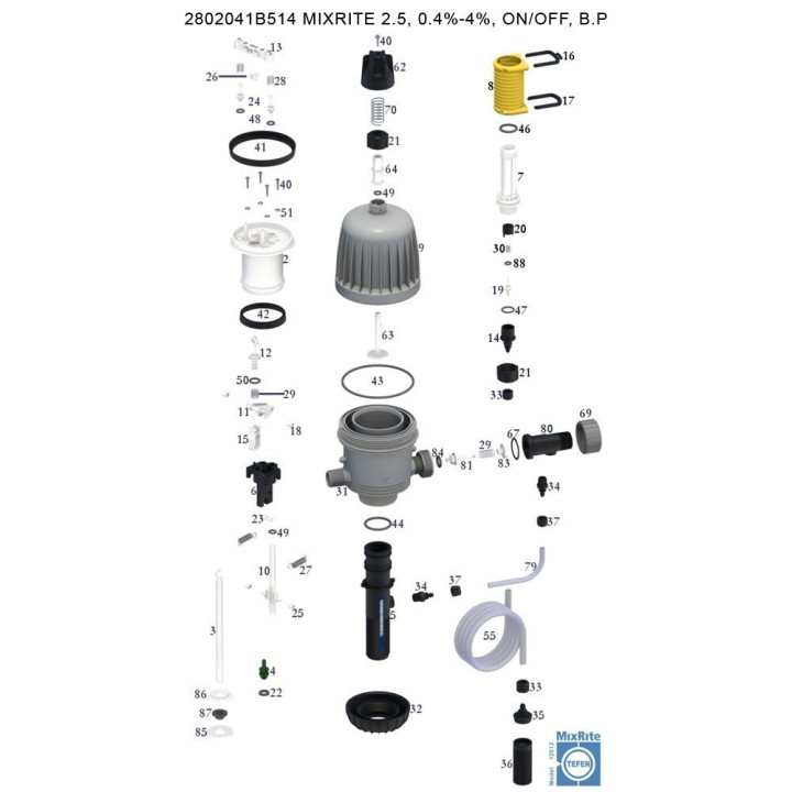 Tefen mixrite dugattyús  tápoldatozó 0,3-2%,25000liter/h manual on/off (76/0440)