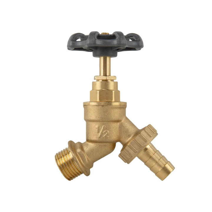 Kerek fogantyús réz csap 1/2" KM 13mm tömlőhöz (BR-KRH1234)
