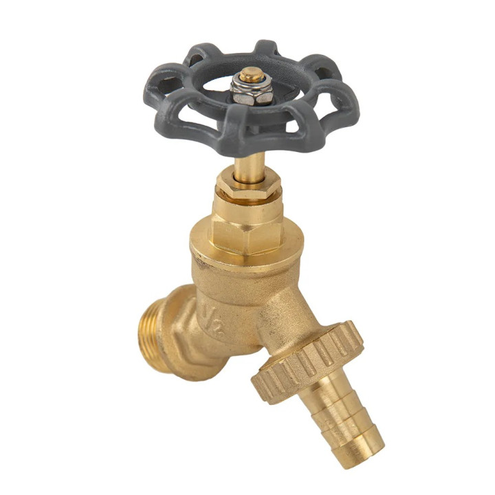 Kerek fogantyús réz csap 1/2" KM 13mm tömlőhöz (BR-KRH1234)