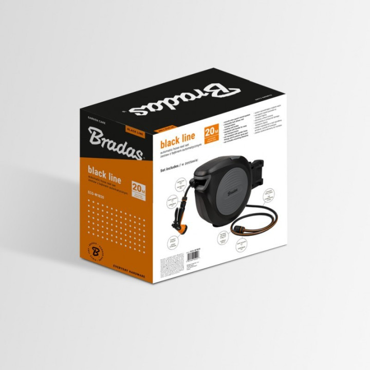 Black Line automata tömlőtartó 30m 1/2" tömlővel tartozékokkal