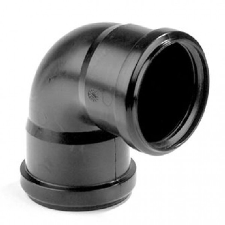 PVC fekete 50mm 90° könyök (Tokozott gumigyűrűs)