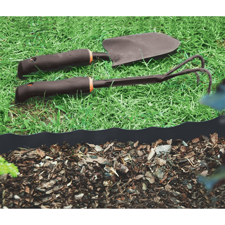 Bradas univerzális ágyásszegély fekete 9m x 15cm