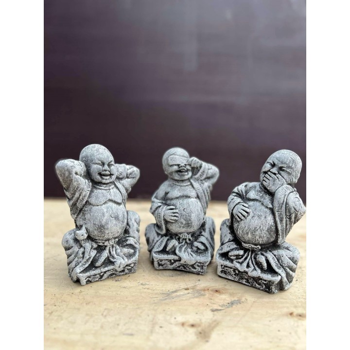 Happy Buddha 3db szett (szürke) 17cm