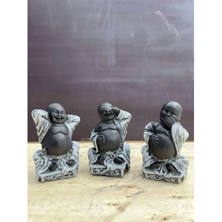 Happy Buddha 3db szett (szürke/fekete) 17cm