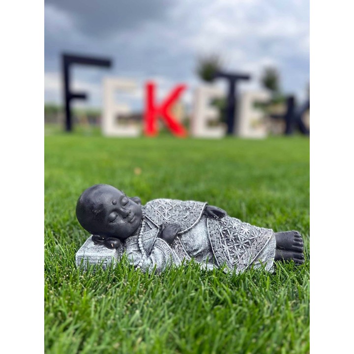 Fekvő kicsi Buddha (fekete/szürke)