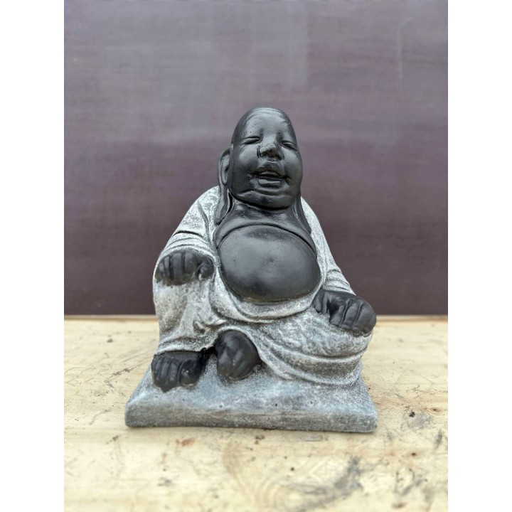 Boldog ülő Buddha (fekete/szürke) 30cm