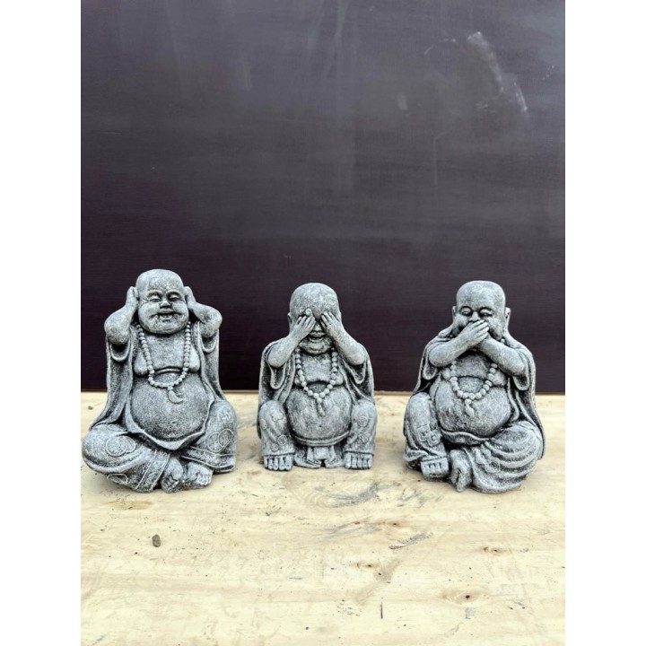 Happy Buddha 3db szett 25cm (szürke)