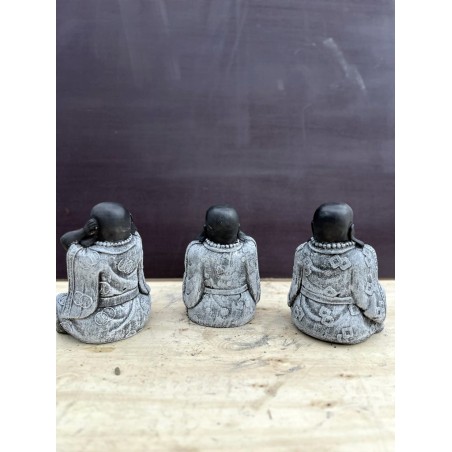 Happy Buddha 3db szett 25cm (szürke/fekete)