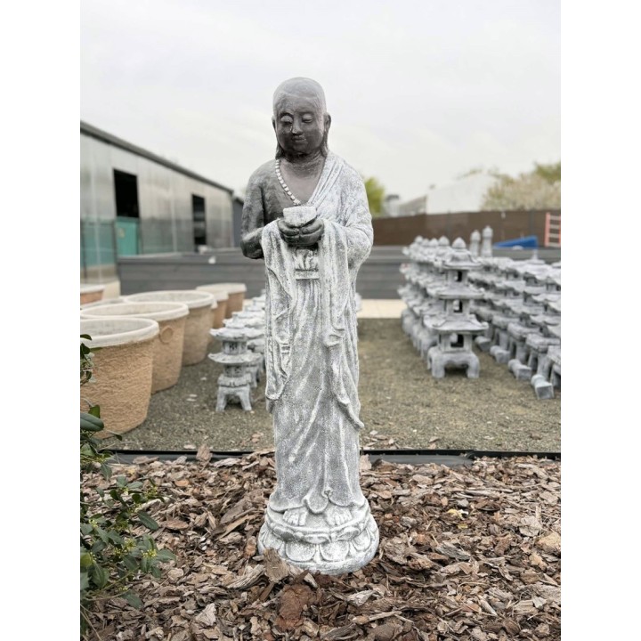 Álló mécsest tartó szerzetes 125cm (fekete szürke)