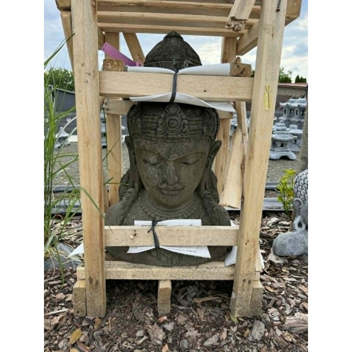 Buddha fej szobor 75cm (zöld természetes kő) (107)