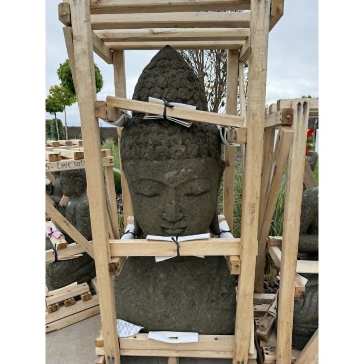 Buddha fej szobor 130cm (zöld természetes kő) (4)